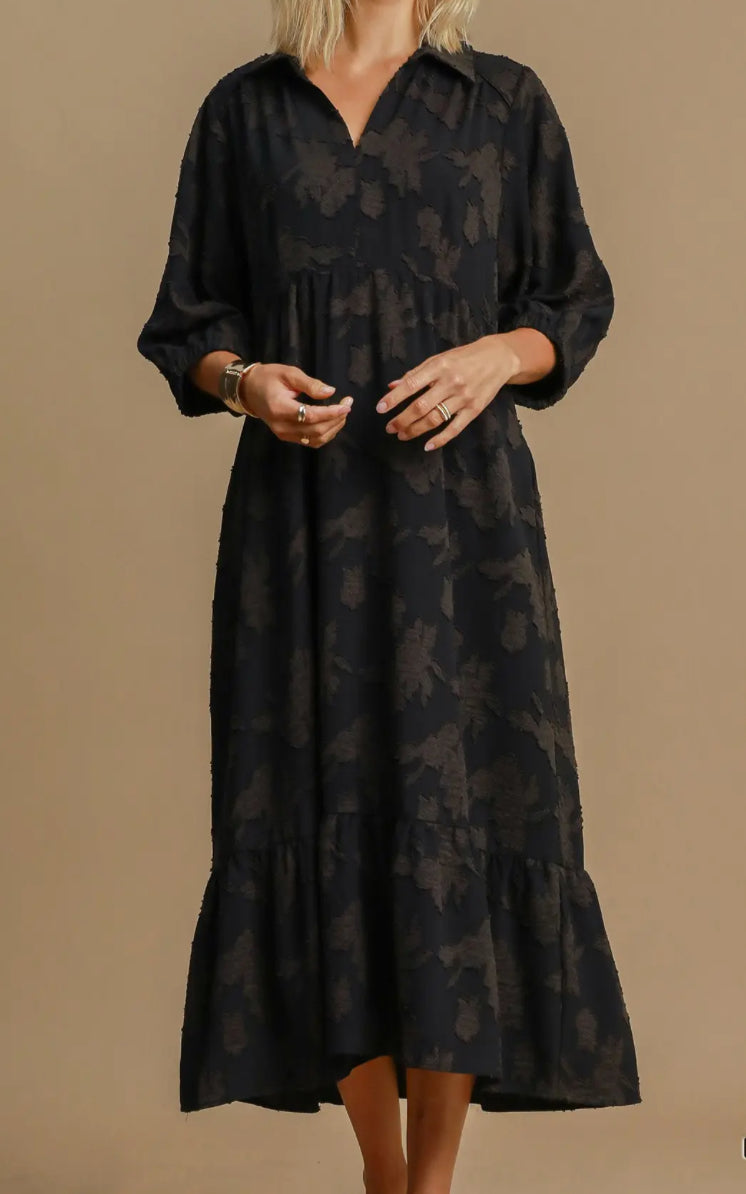 Black Floral Midi Dress