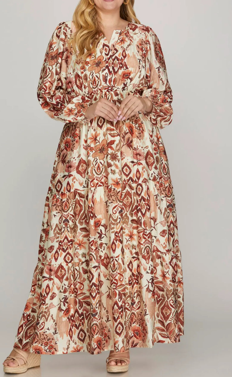 Plus Rose Tiered Maxi Dress