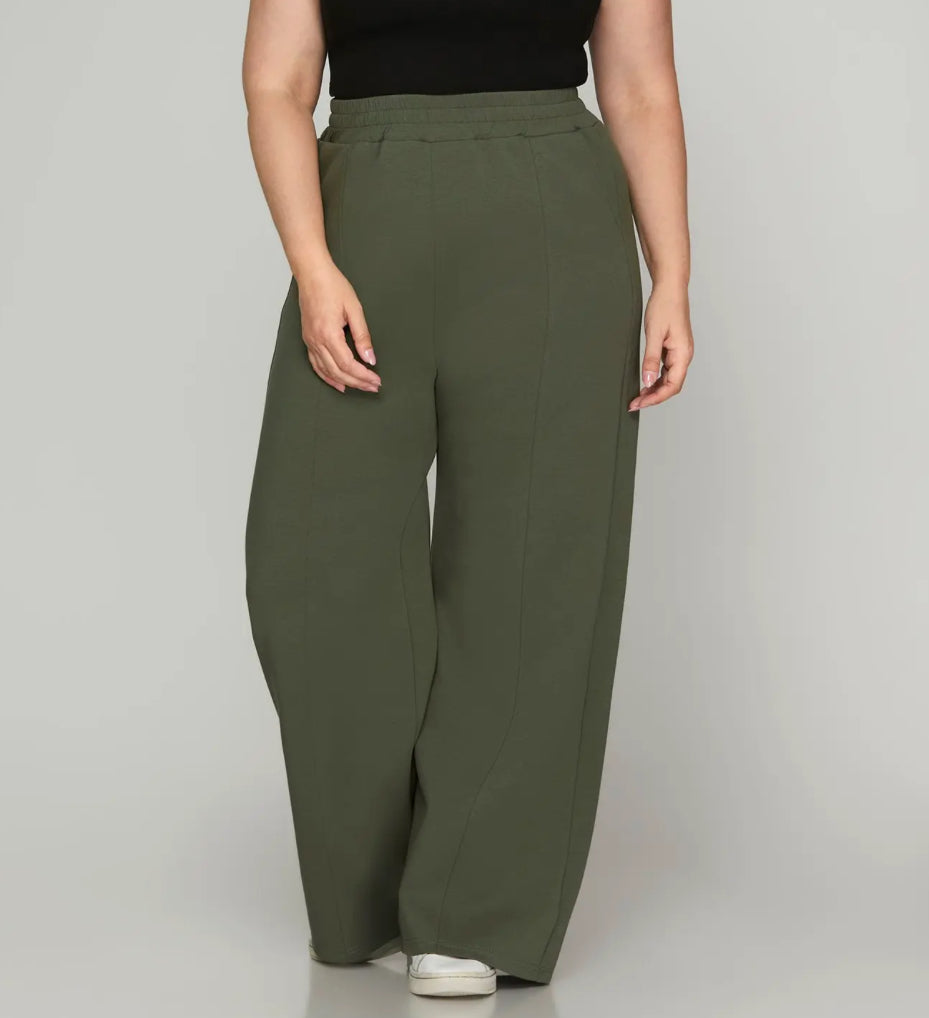 Plus Olive Scuba Knit Pants