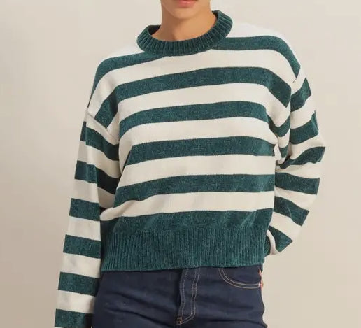 Deep Green Striped Sweater