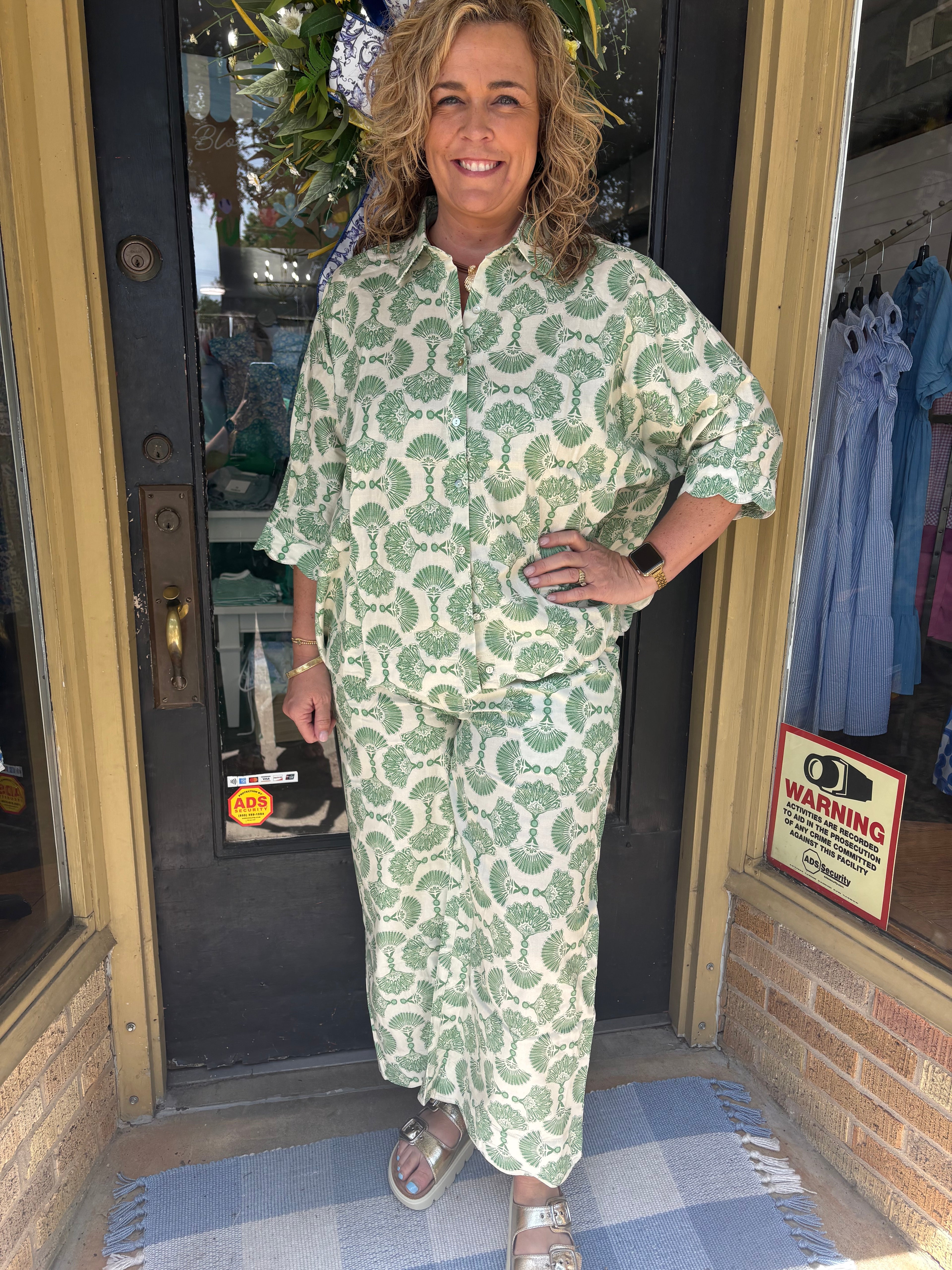 Sage Seashell Scallop Pants