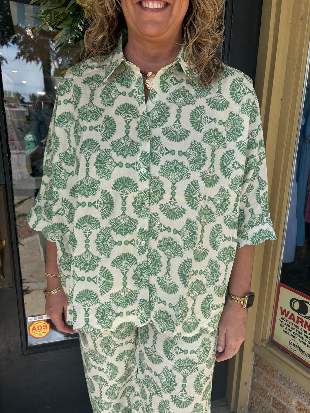 Sage Seashell Button Down