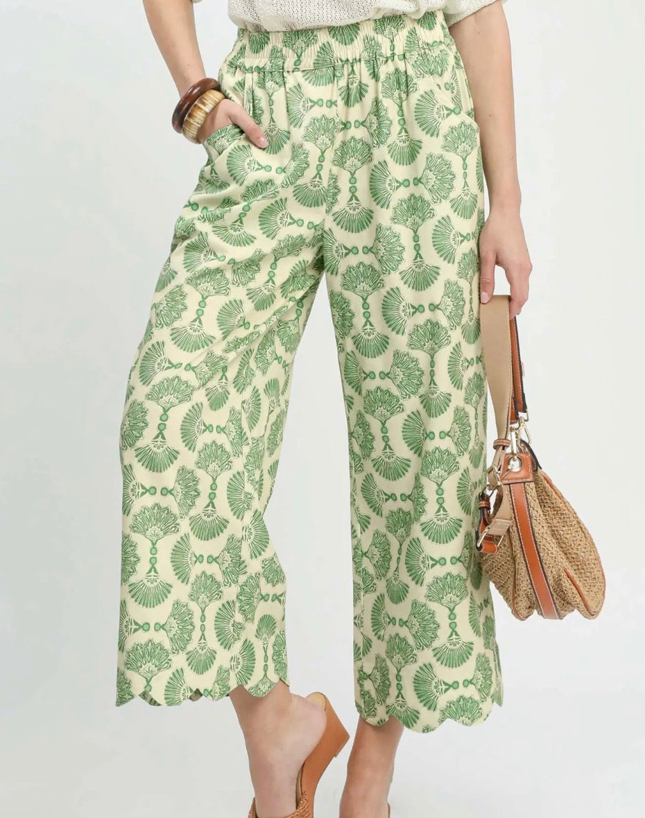 Sage Seashell Scallop Pants
