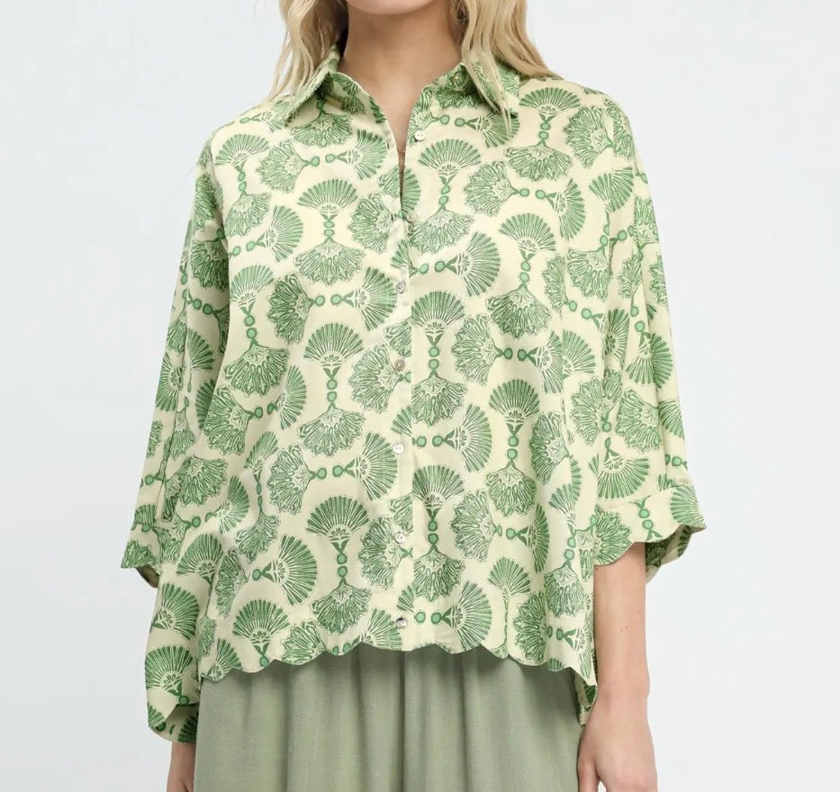 Sage Seashell Button Down