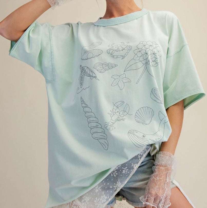 Mint Sea Sketch Tee