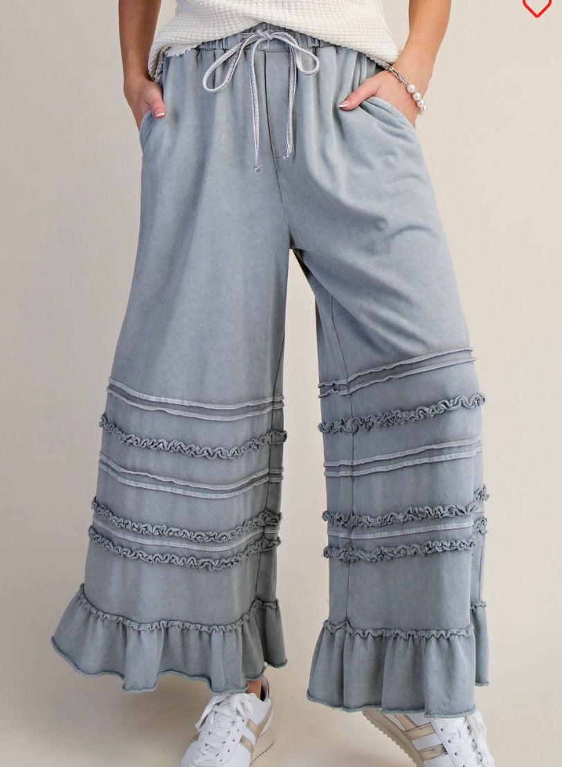 Grey Tide Ruffle Pants