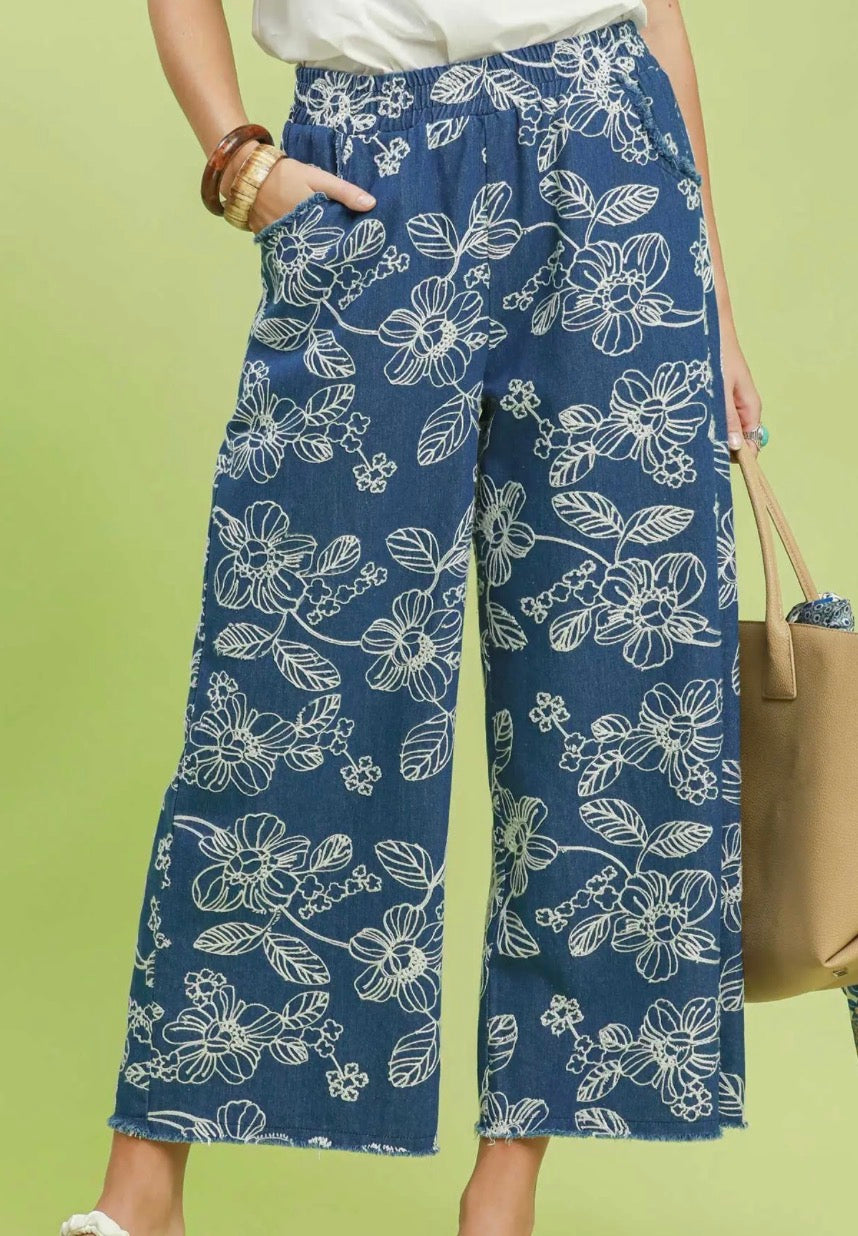Chambray Blossom Pants