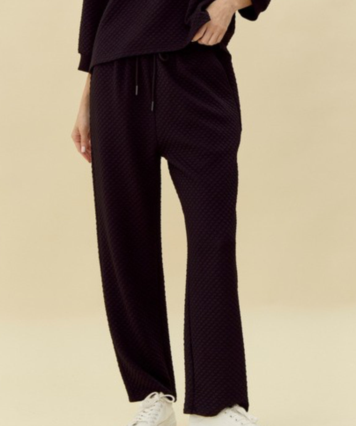 Black Textured Pants