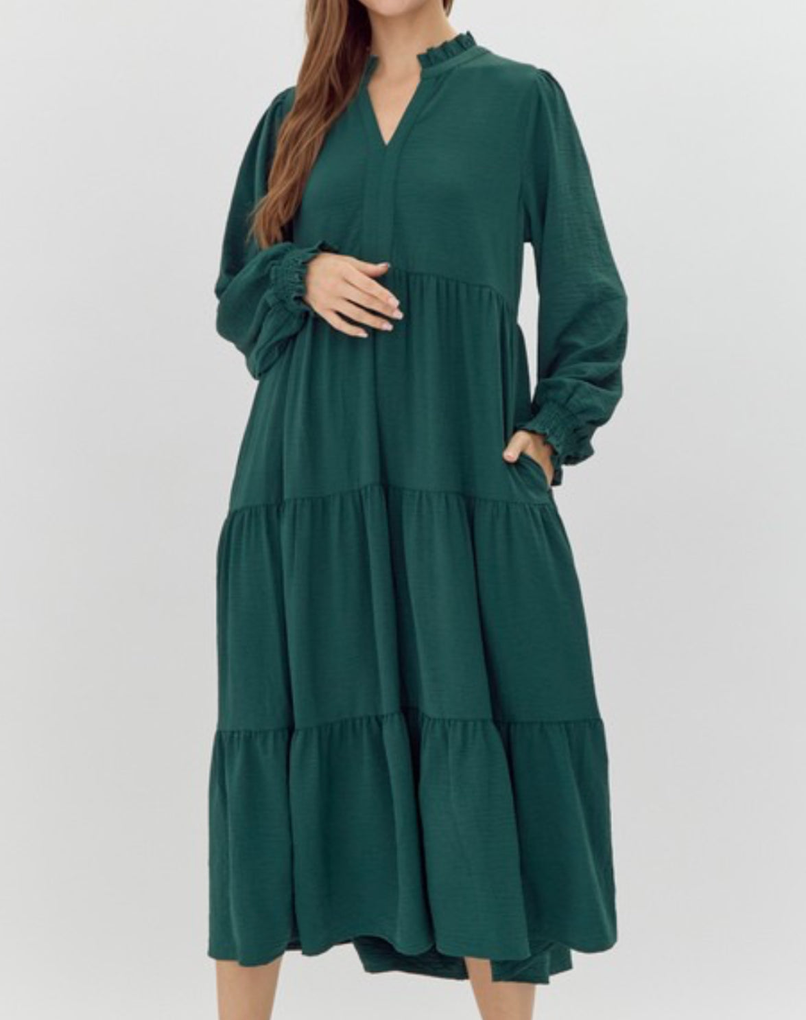 Hunter Green Layer Midi Dress