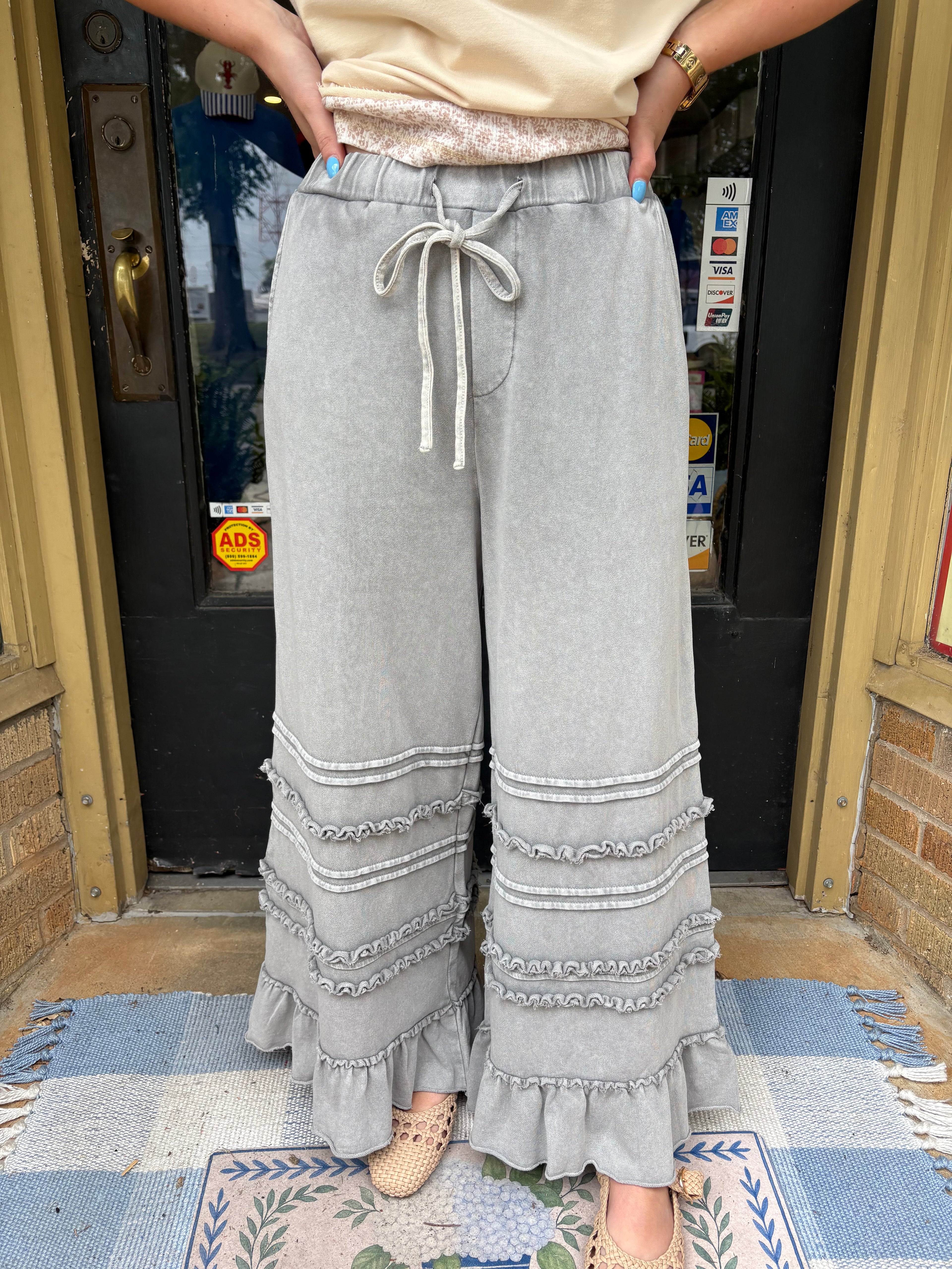 Grey Tide Ruffle Pants