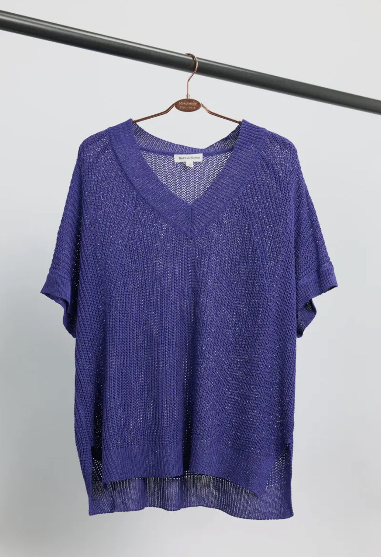Purple V Neck Knit Top