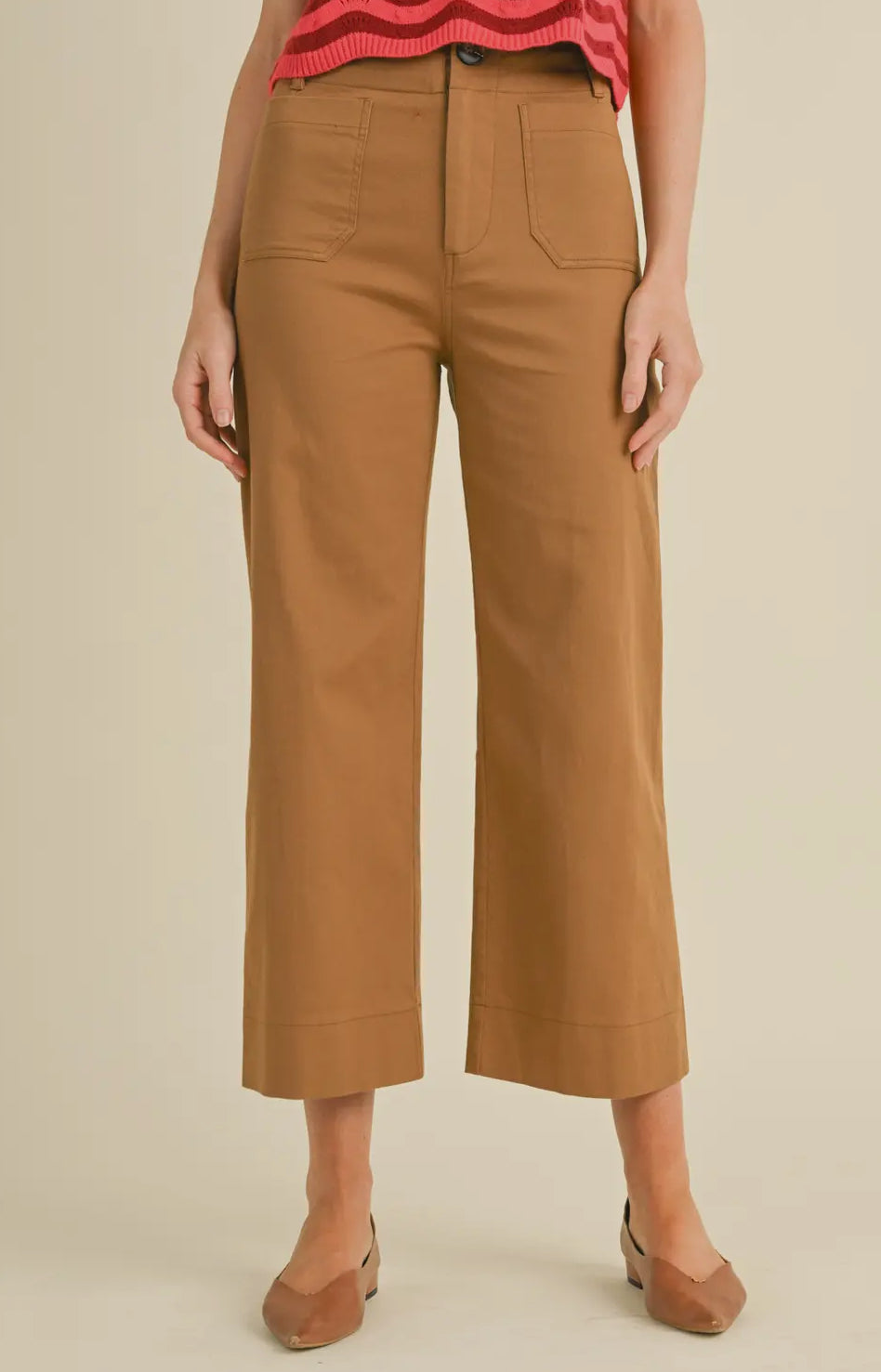 Hazelnut Cropped Wide Leg Pants