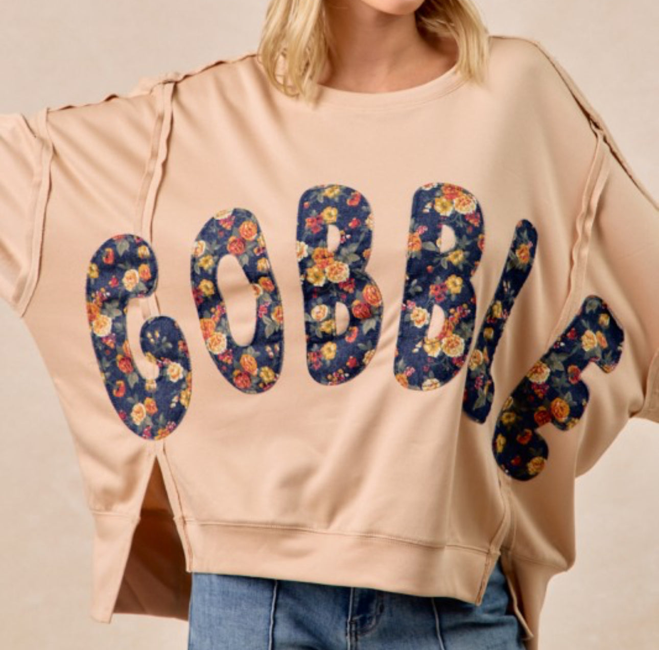 Thanksgiving Floral Oversized Top