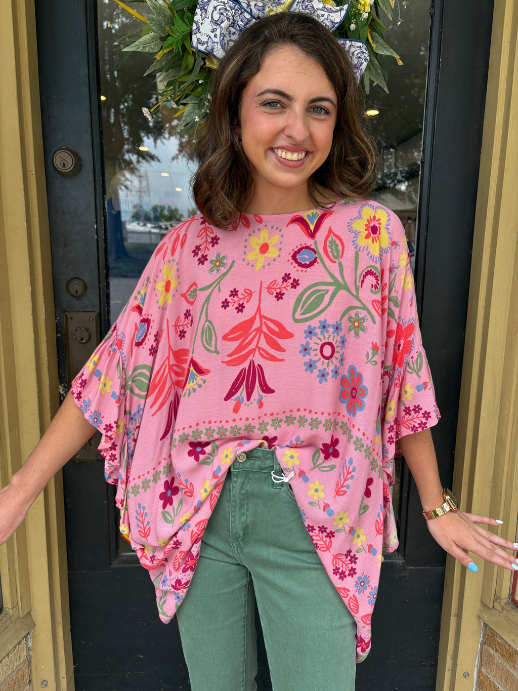 Pink Calypso Ruffle Top