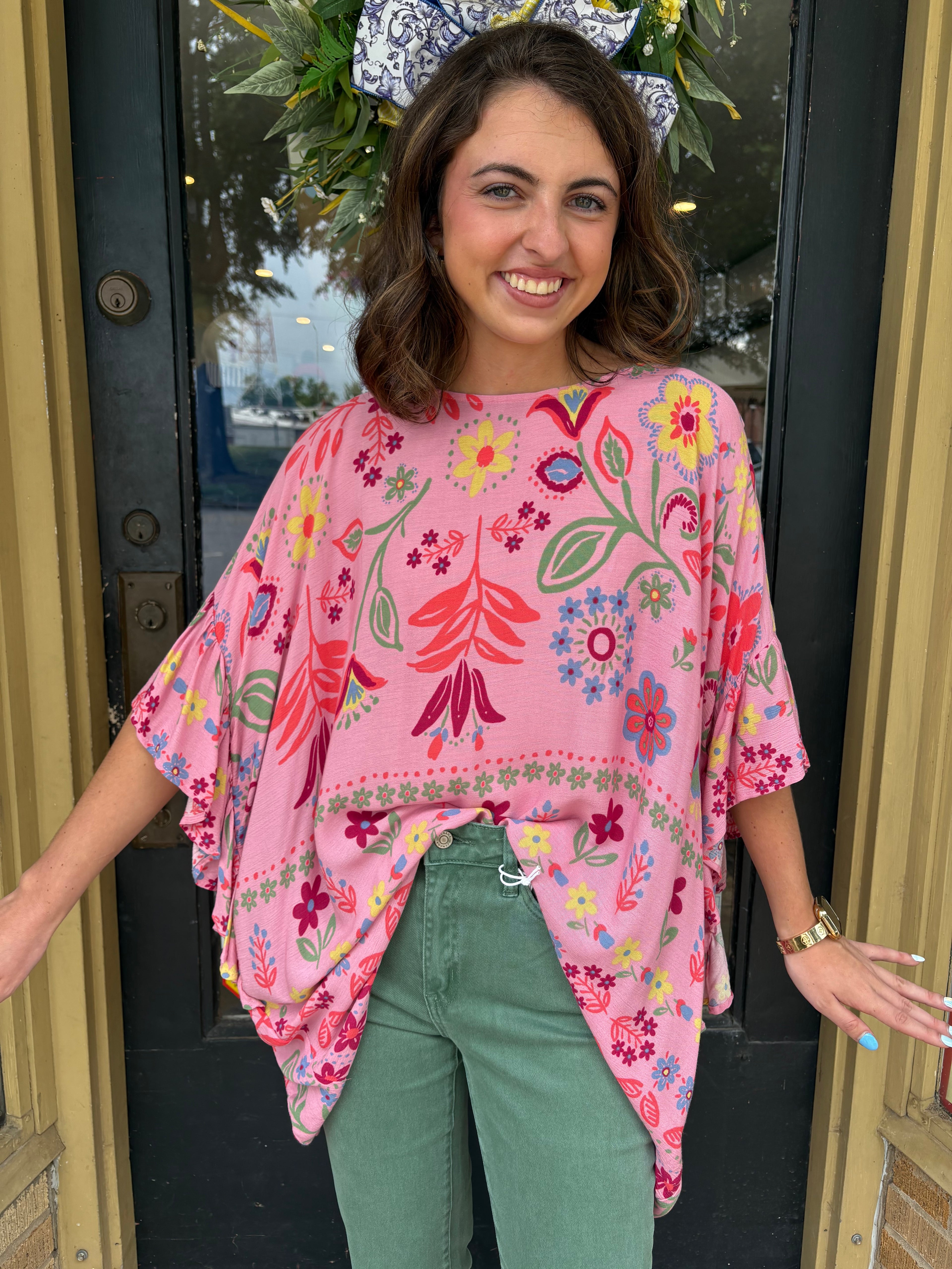 Pink Calypso Ruffle Top