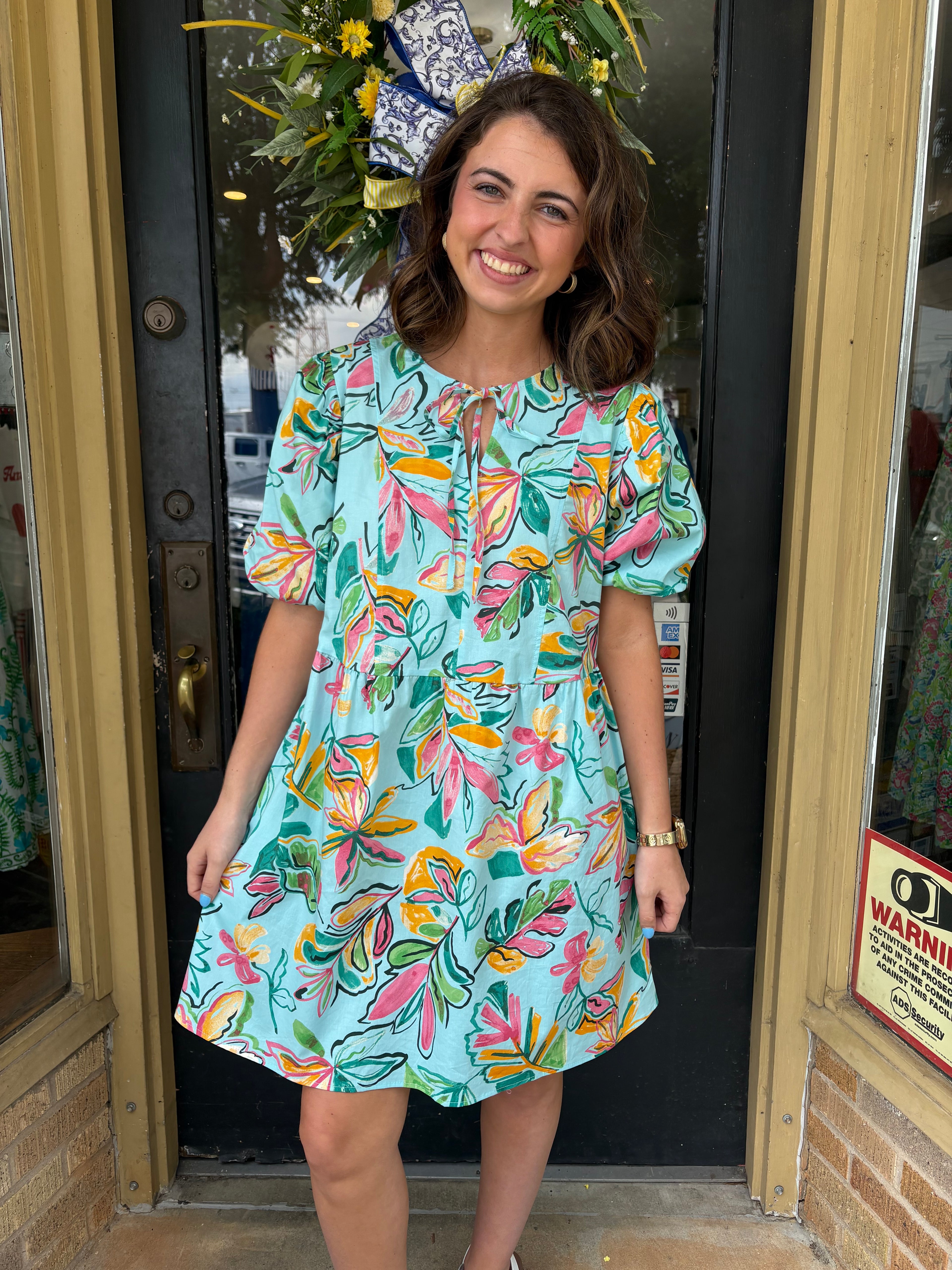 Blue Tropic Vine Dress