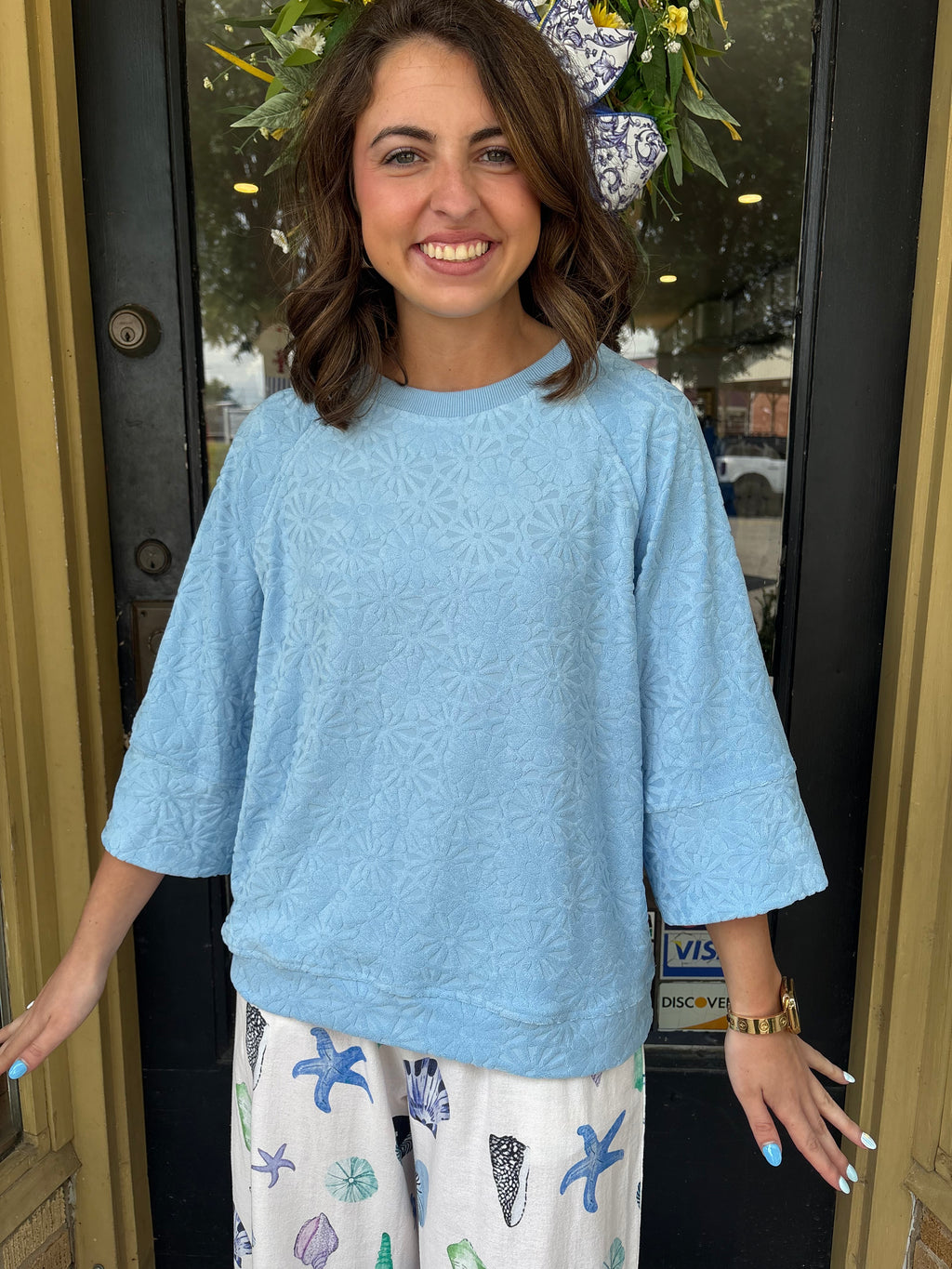 Soft Blue Floral Top
