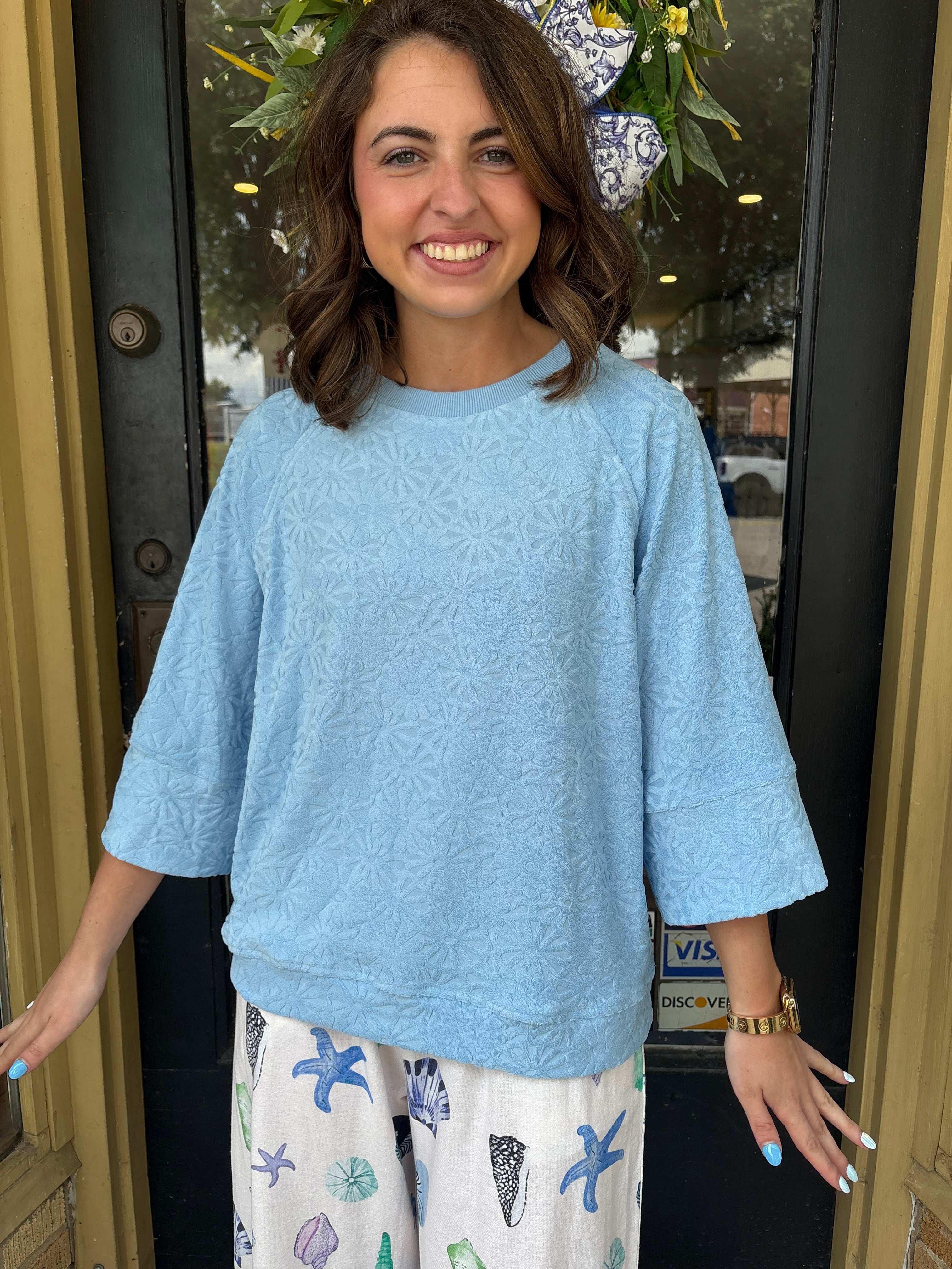 Soft Blue Floral Top