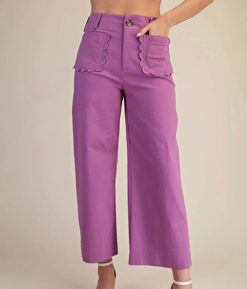 Lilac Scallop Crop Pants