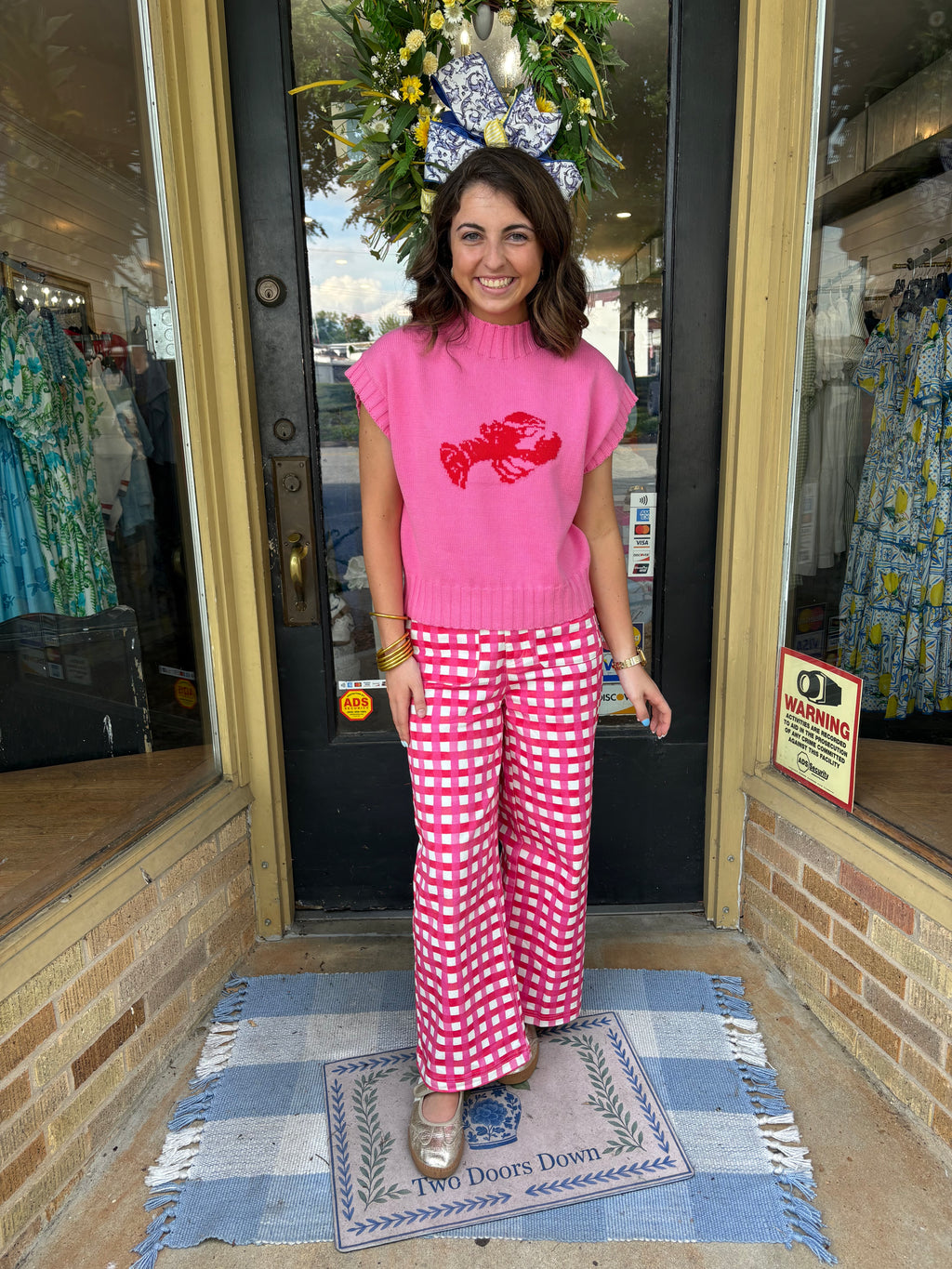 First Class Plaid Pants- Hot Pink