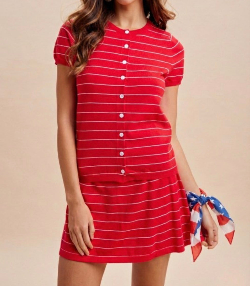 Red Sailor Stripe Skort