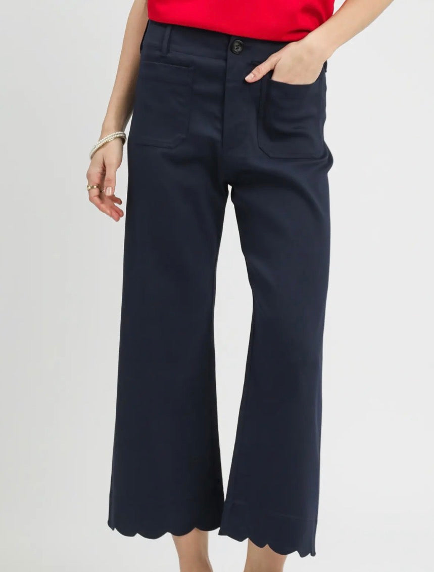 Navy Nights Scallop Pants