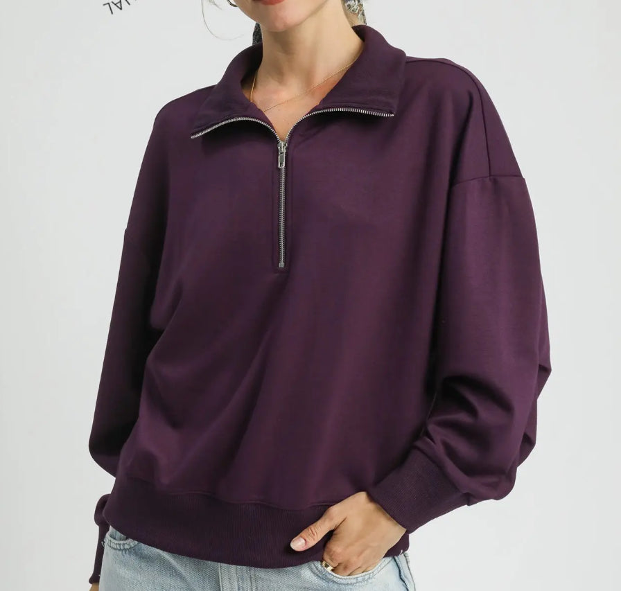 Plum Zipper Top