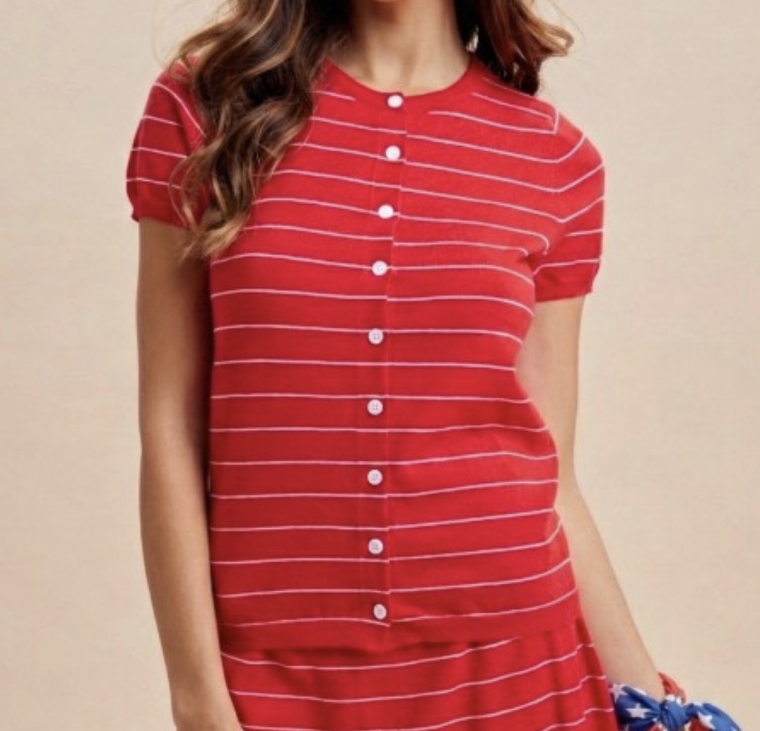 Red Sailor Stripe Cardigan