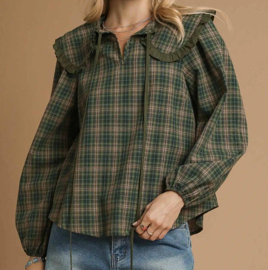 Green Plaid Blouse
