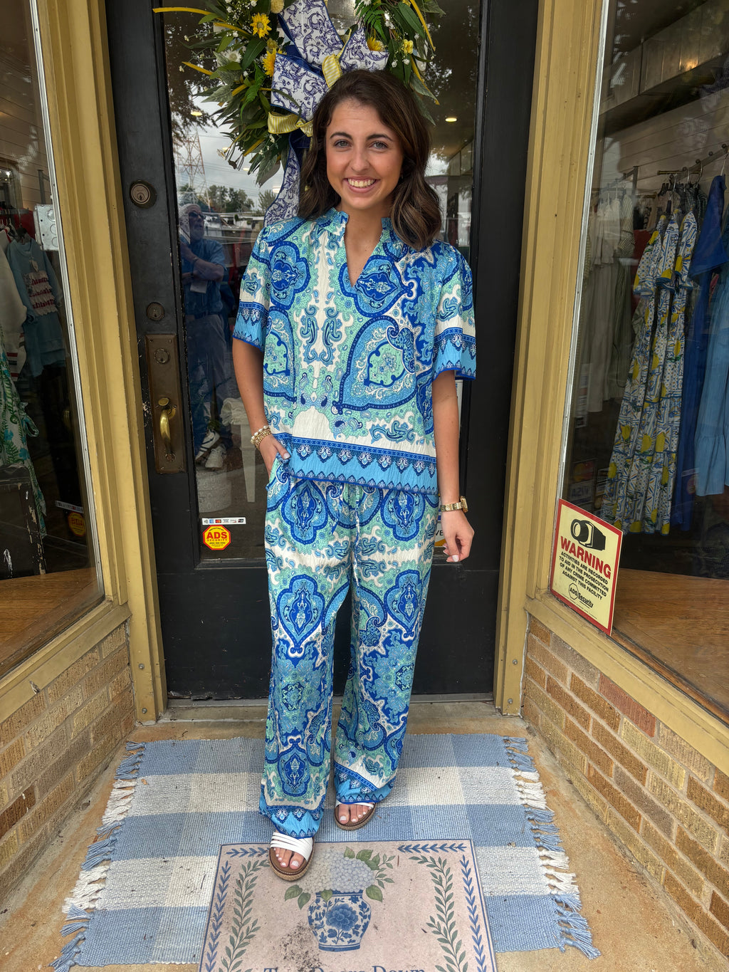 Blue Mosaic Set Pants