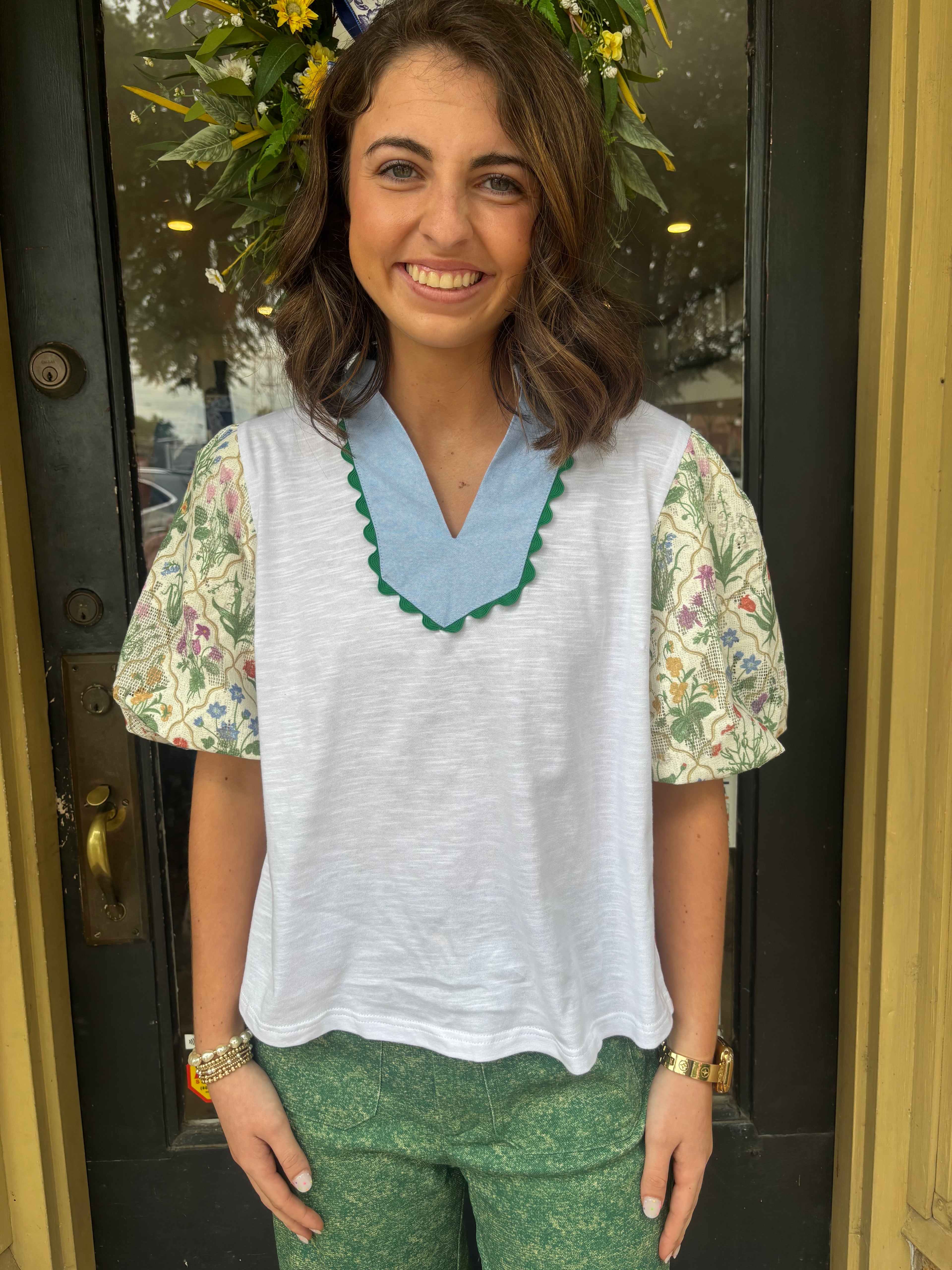 White Meadow Floral Top