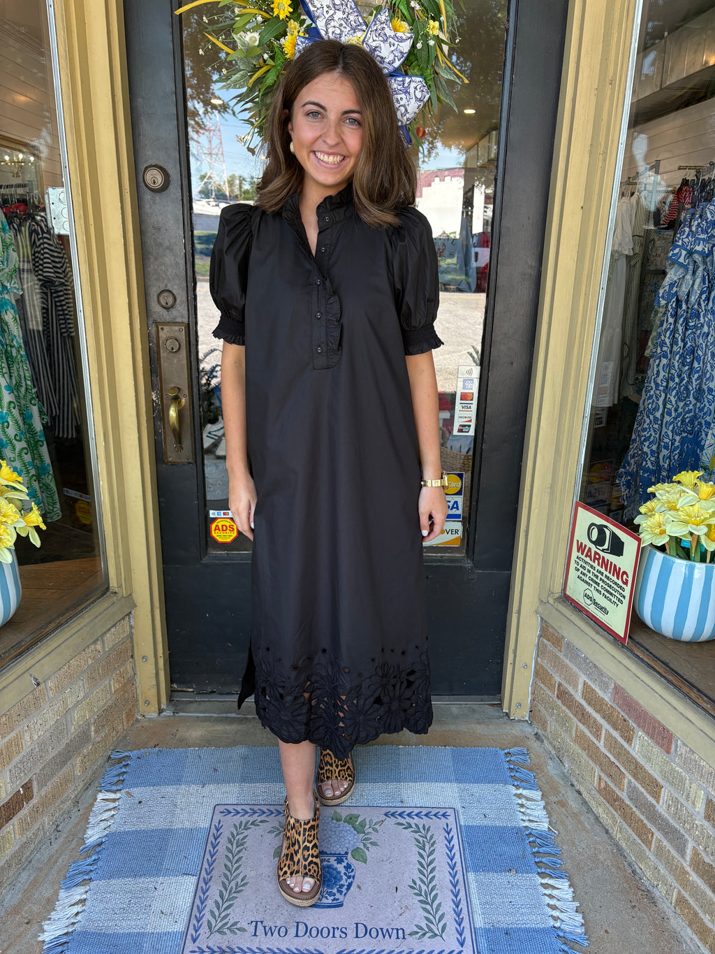 Ruffle Romance Midi Dress-Black