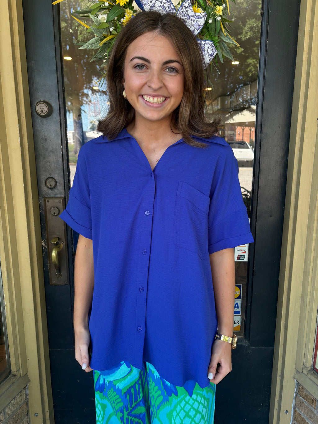 Royal Wave Button Up