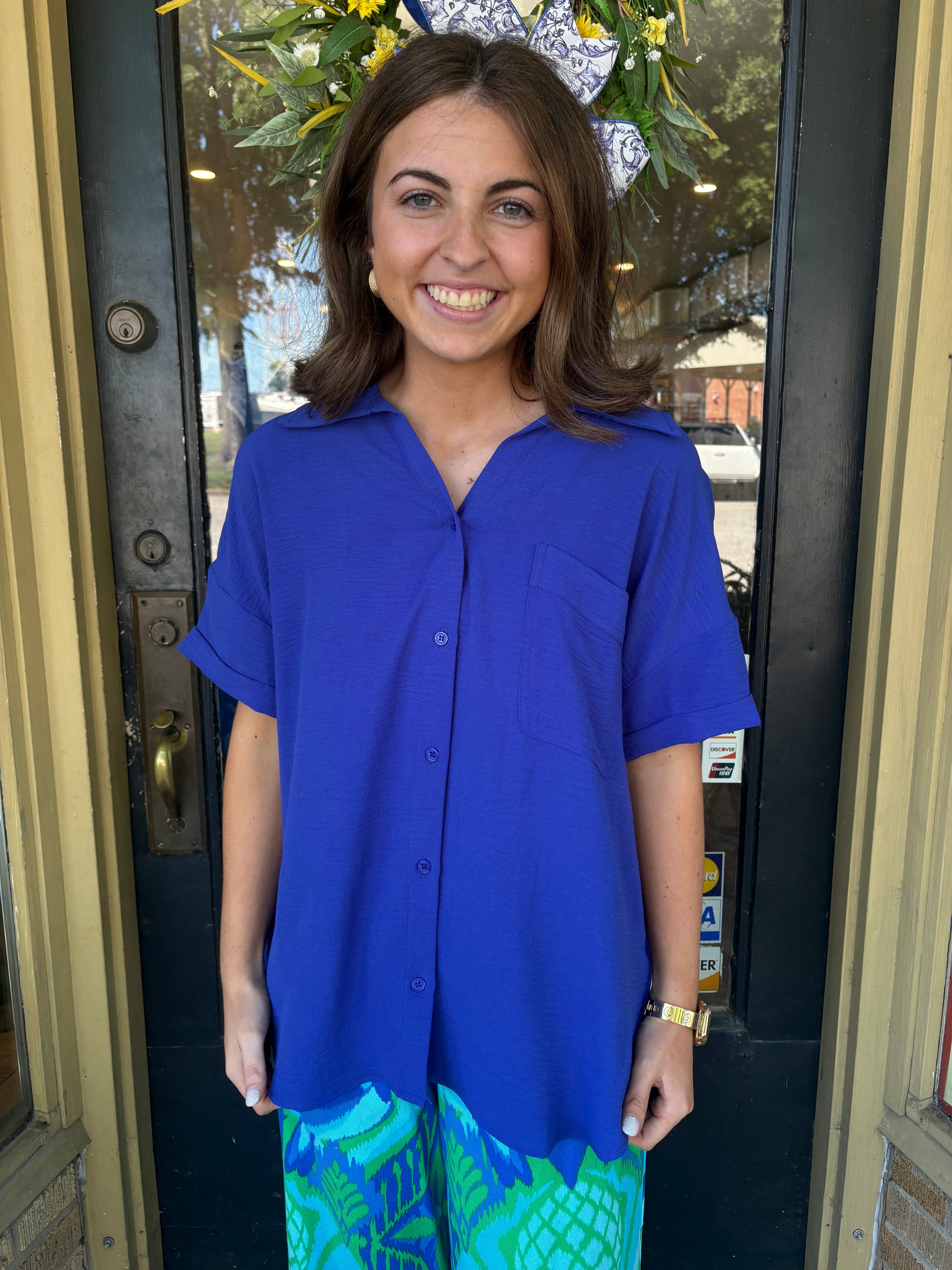Royal Wave Button Up