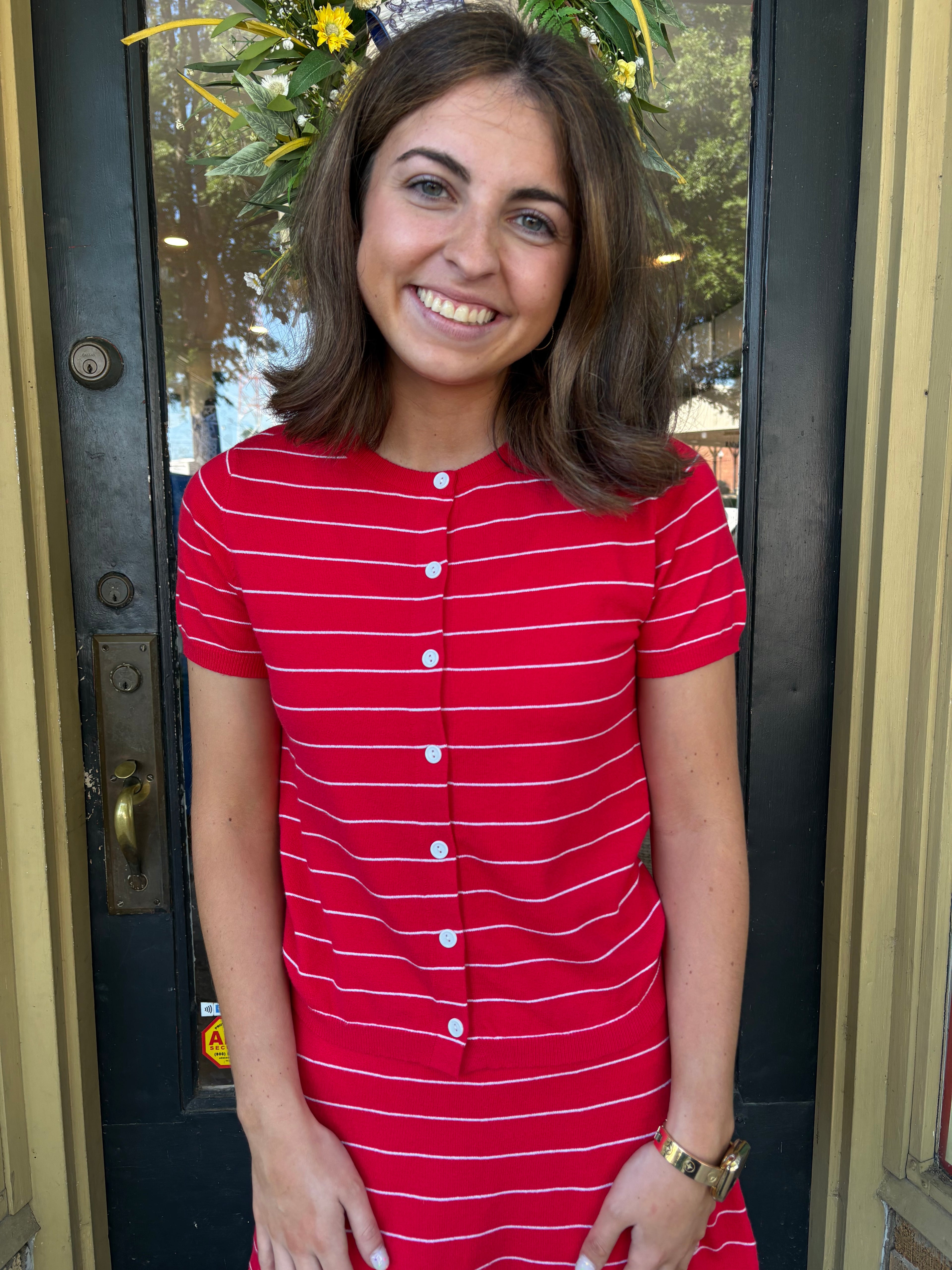 Red Sailor Stripe Cardigan