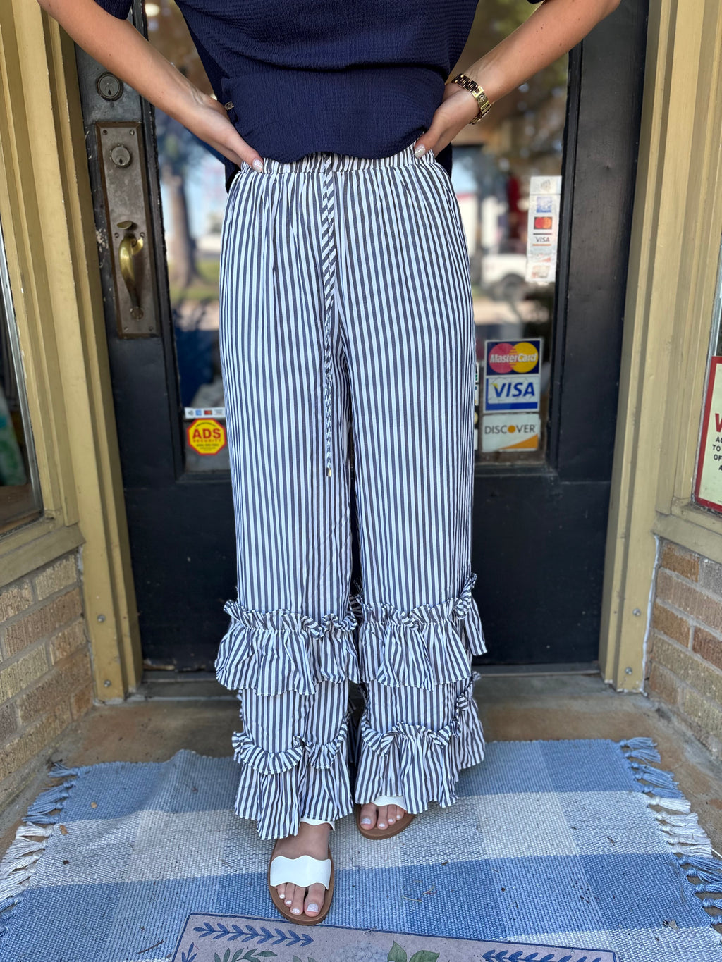 Sailor Stripe Ruffle Pants