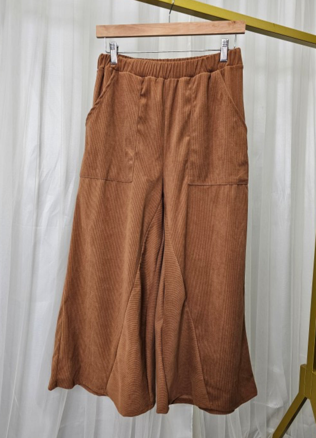 Camel Corduroy Culotte Pants