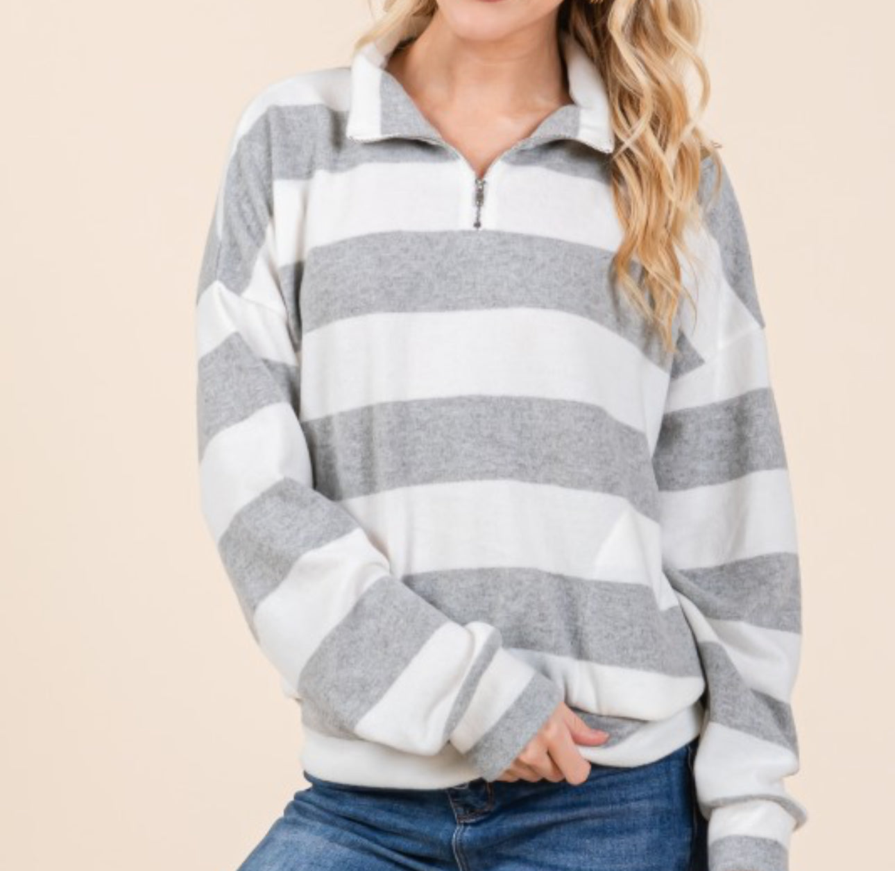 Heather Gray Striped Pullover