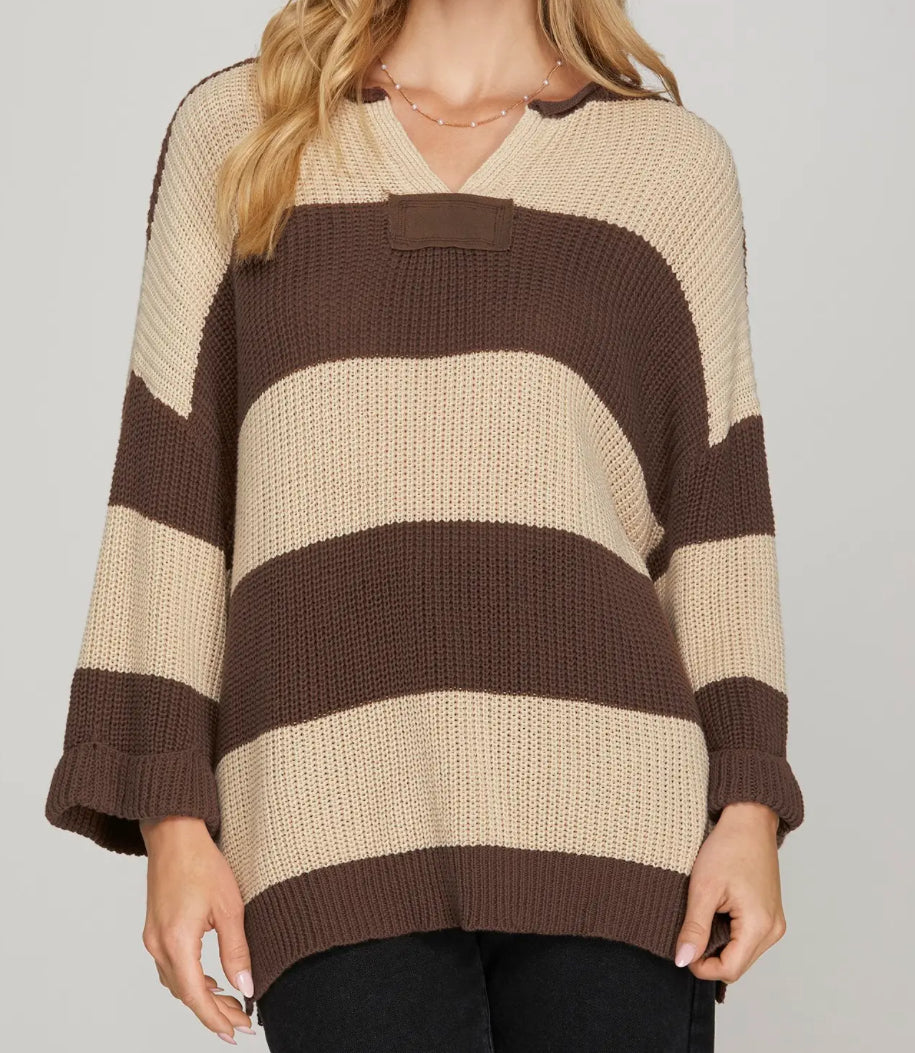 Brown Striped Sweater