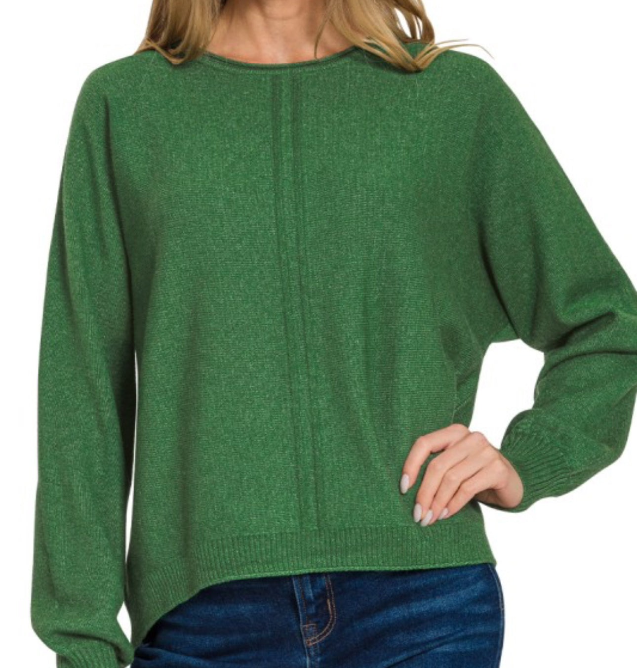 Green Front Seam Sweater