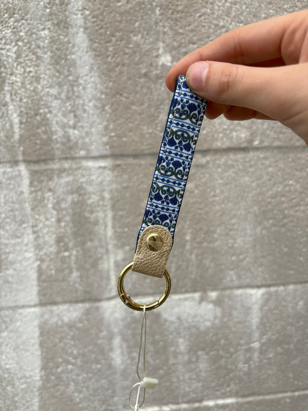 Mary Square Navy Floral Key Fob
