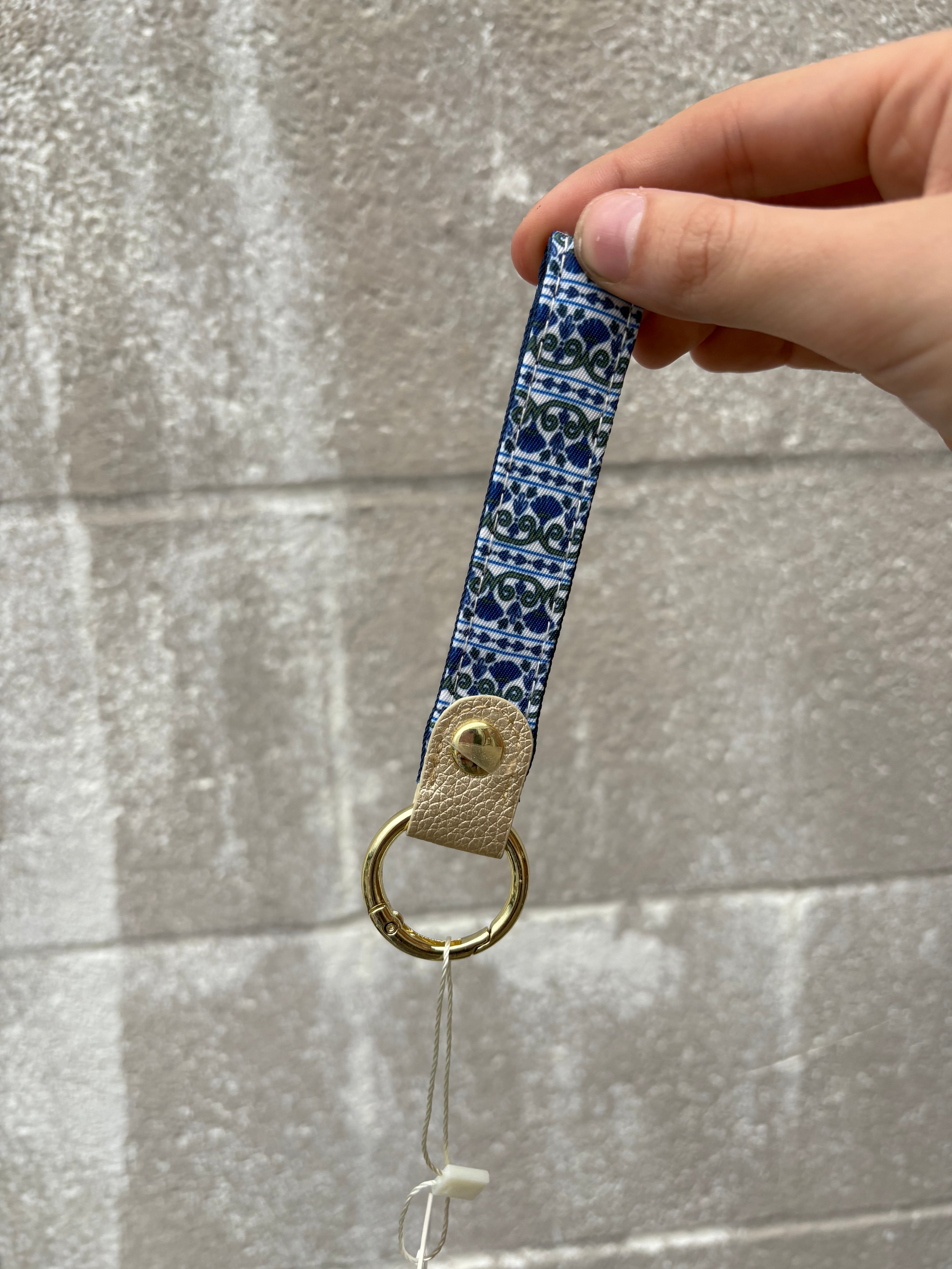 Mary Square Navy Floral Key Fob