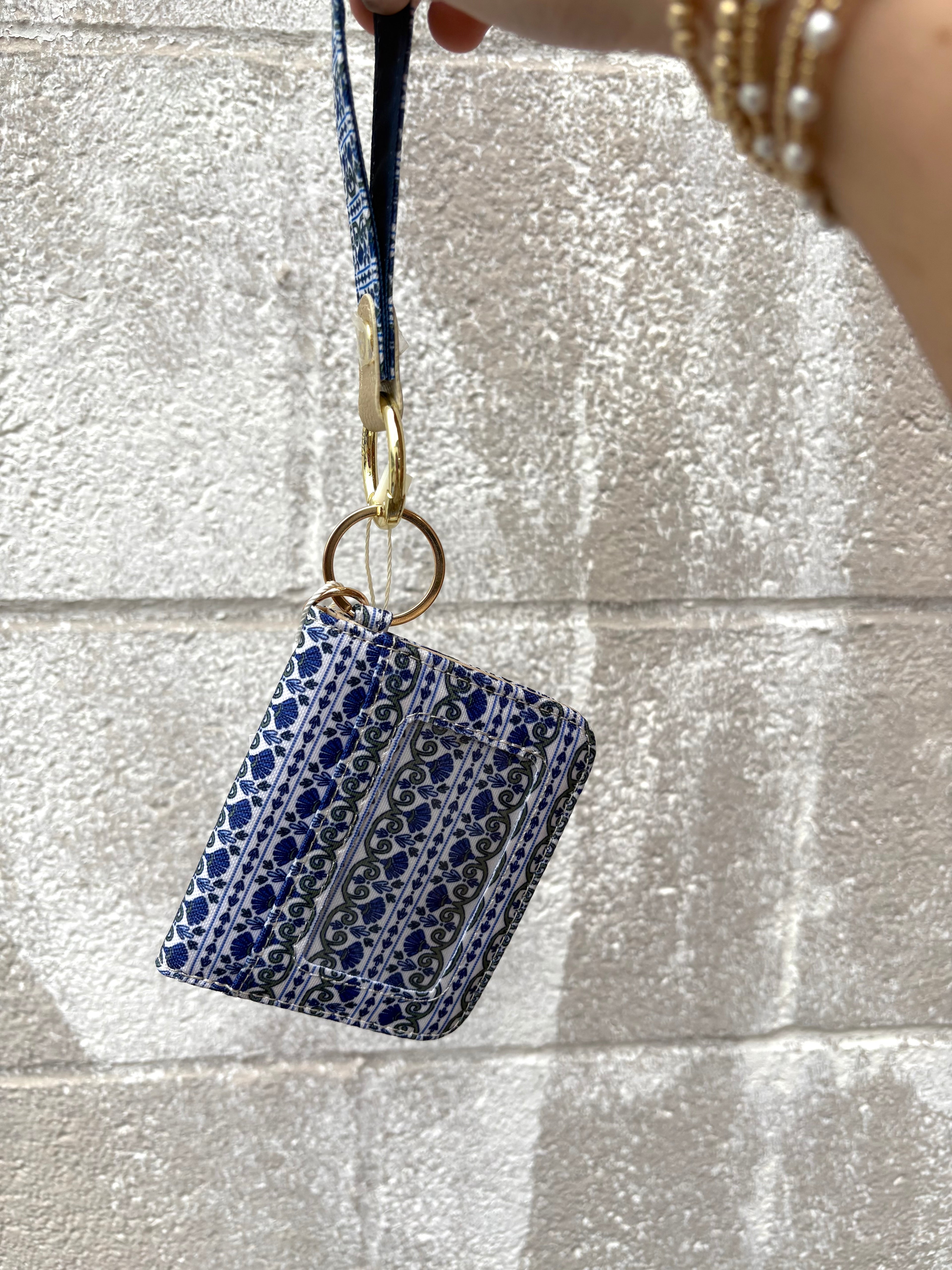 Mary Square Navy Floral Key Fob