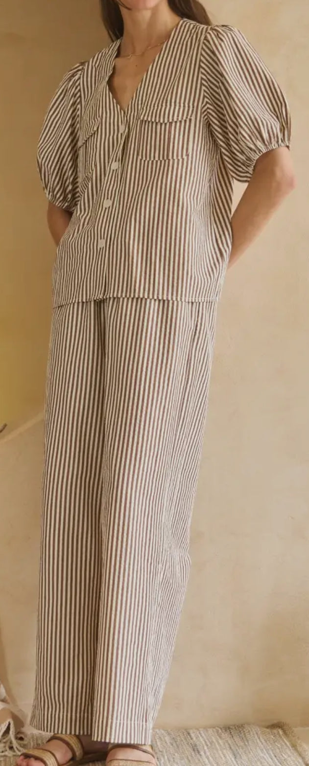 Brown Striped Pants