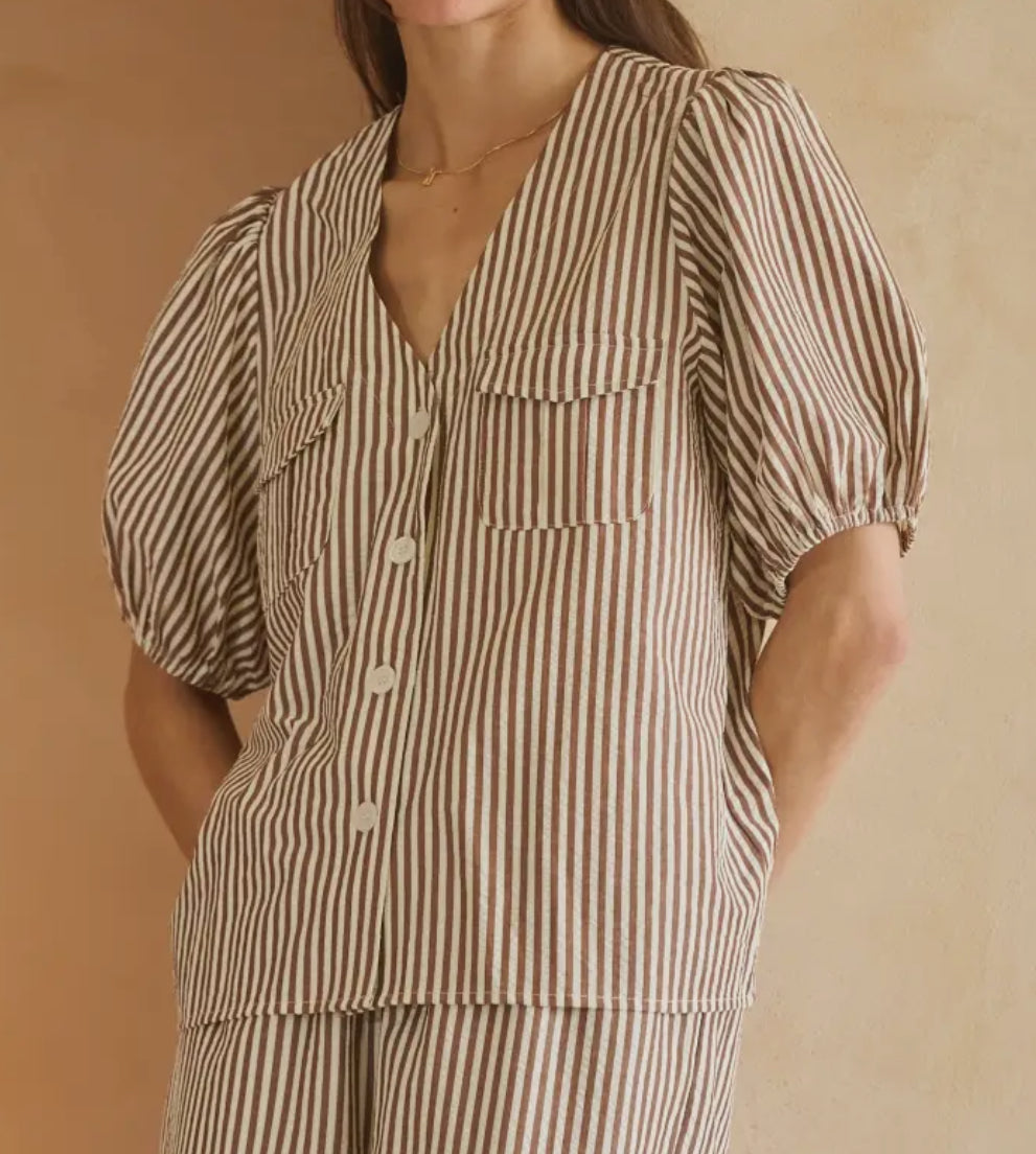 Brown Striped Top
