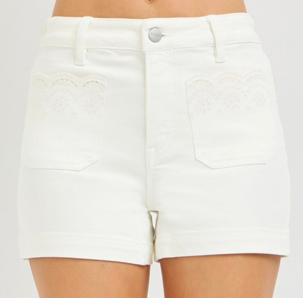 Risen Cream Dream Eyelet Shorts