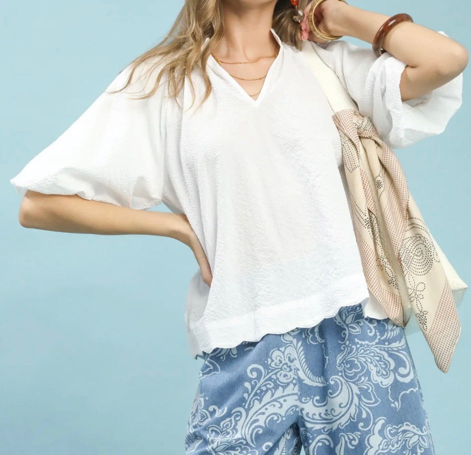 White Morning Seersucker Top