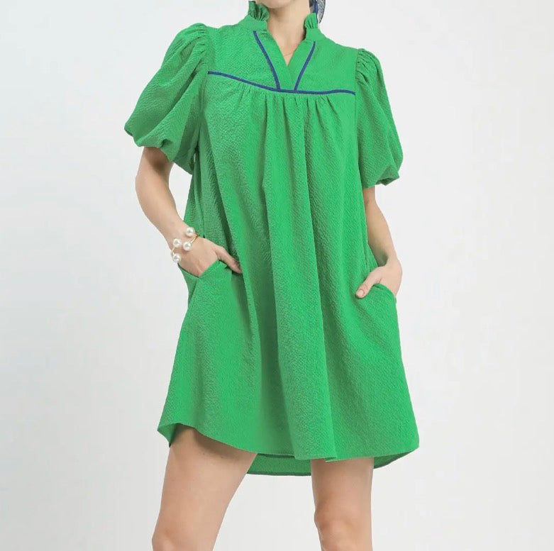 Green Varsity Seersucker Dress