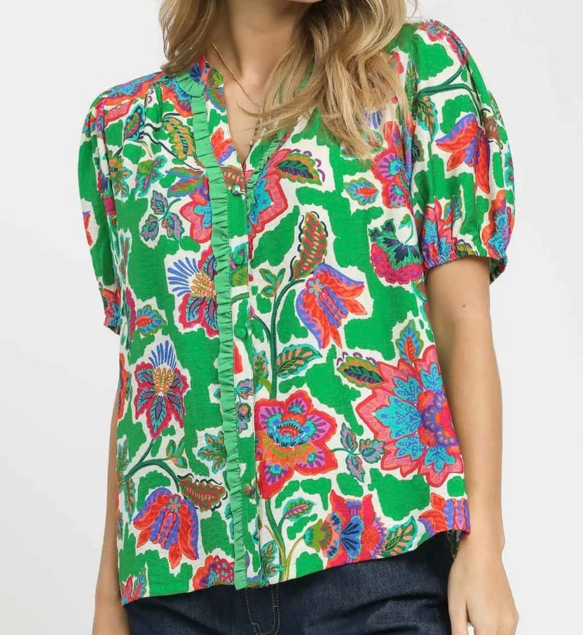 Green Wildflower Top