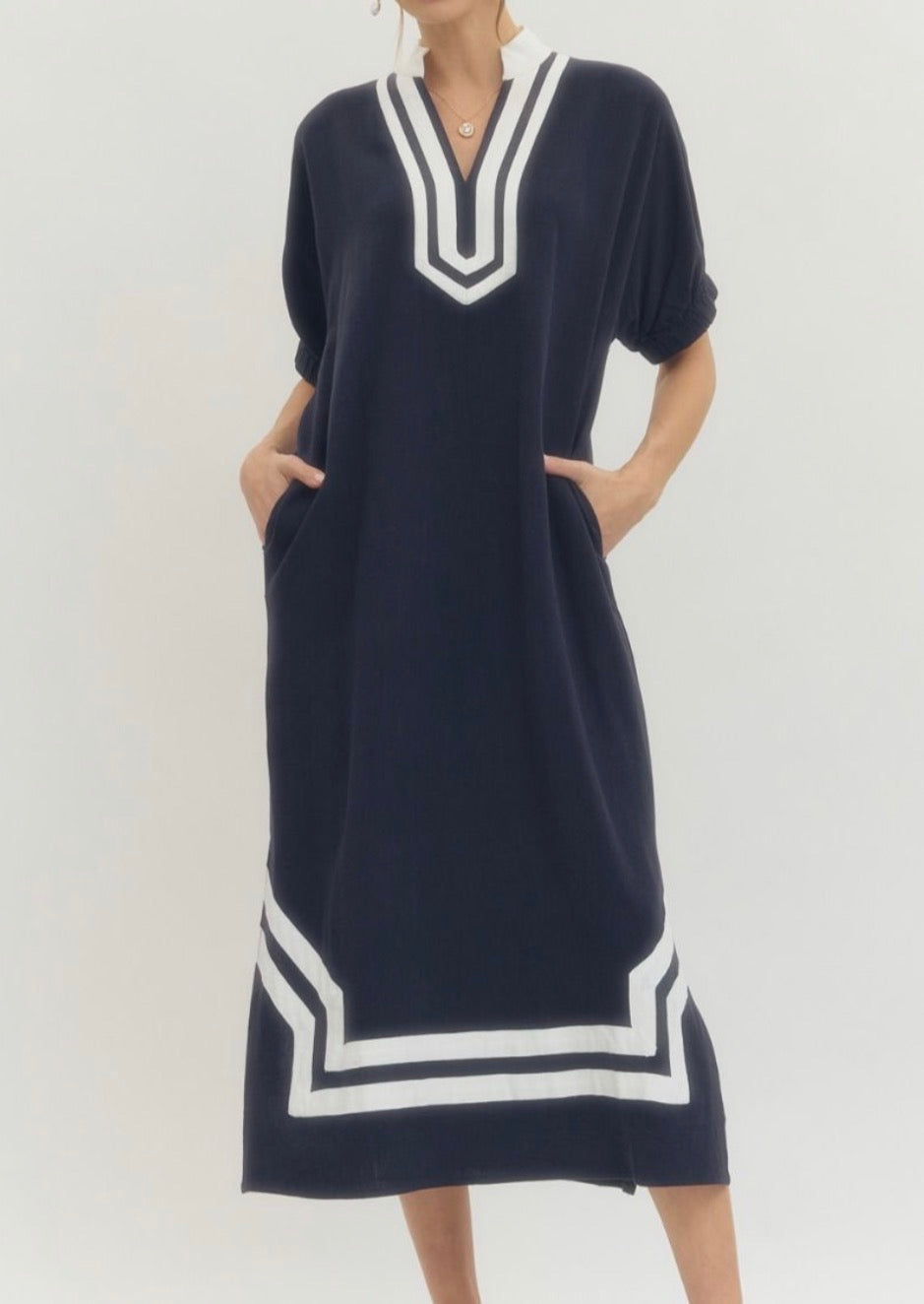 Double Take Midi Dress- Navy